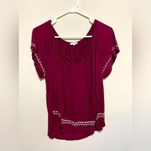 Burgundy Angel Wing Shirt Loose Fit